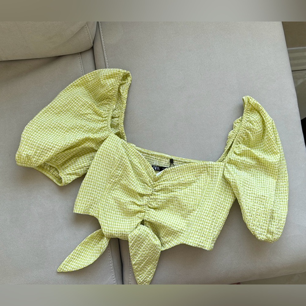 Zara Green/White Crop Top Size XS New with Tags